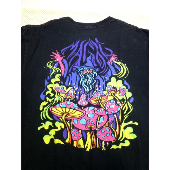 Alab Neon Psychedelic Mushroom Graphic Tee Neon Black Light Large Shirt - Picture 5 of 7